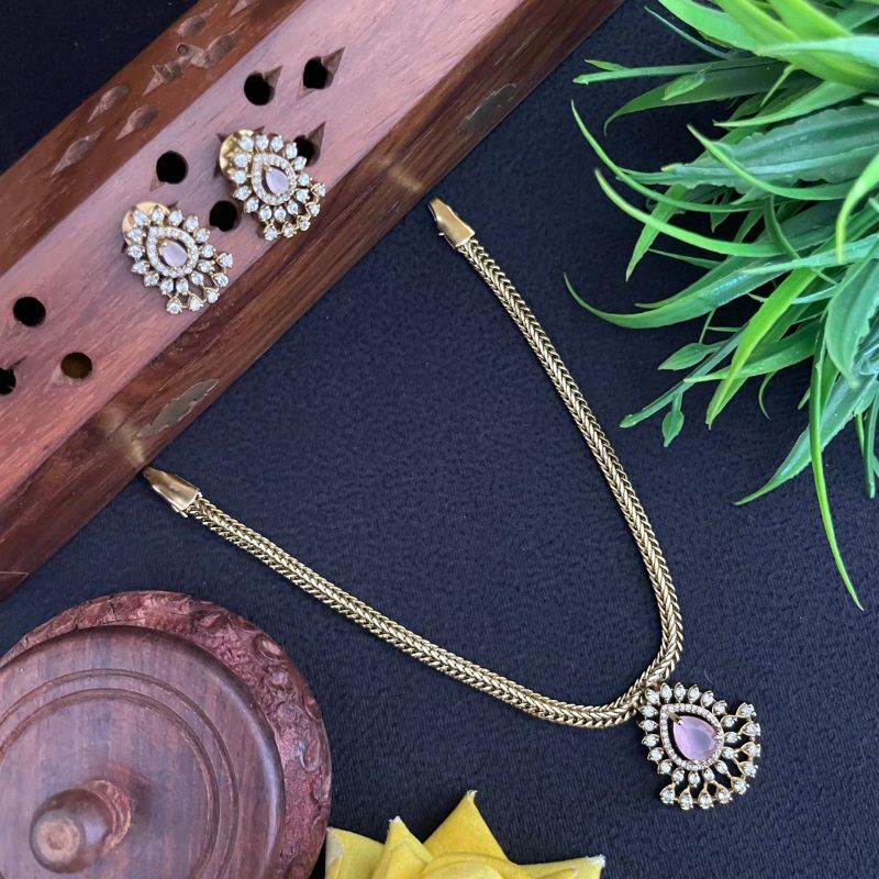 DIAMOND REPLICA BABY PINK PENDANT ATTIGAI WITH EAR