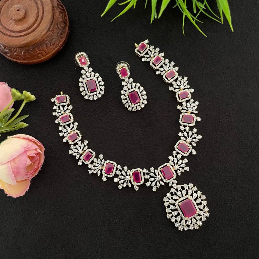 AMERICAN DIAMOND WHITE CZ STONES PLATED DESIGN[RUB