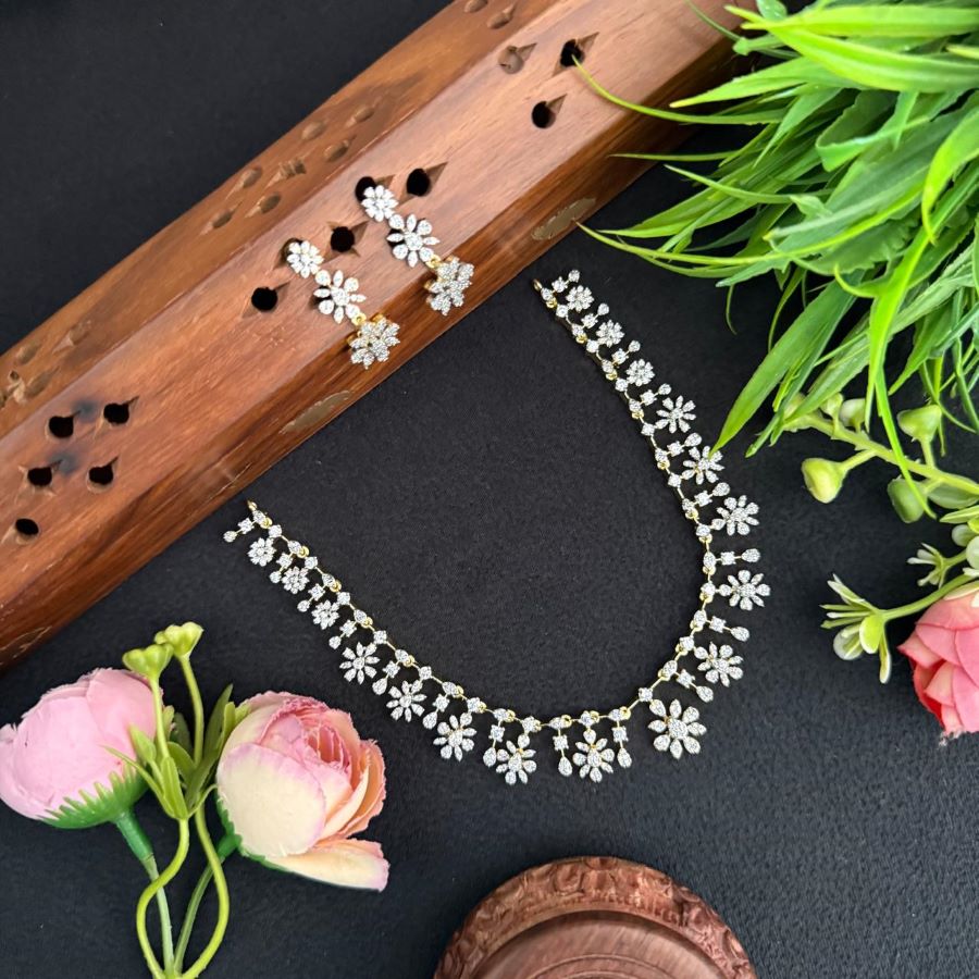 DIAMOND REPLICA FLORAL NECKLACE